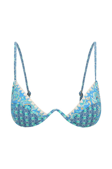 Positano Underwire Bikini Top - Aqua Patchwork